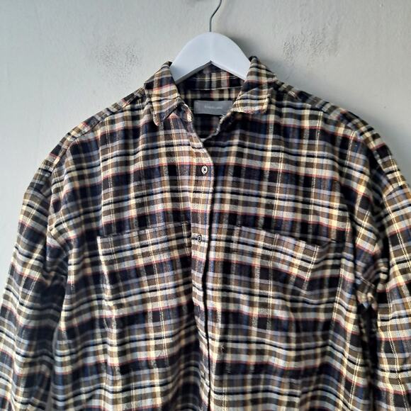 NWOT Everlane Boxy Flannel Shirt Button-Down Top Brown Multi Plaid Womens Size S - Picture 6 of 11